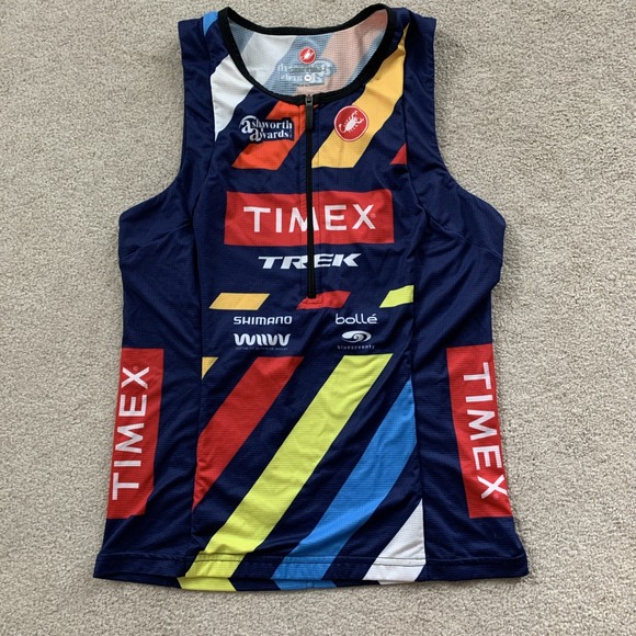 Castelli TIMEX Factory Team Trek Bicycling Jersey Womens M Blue Sleeveless - Picture 1 of 6